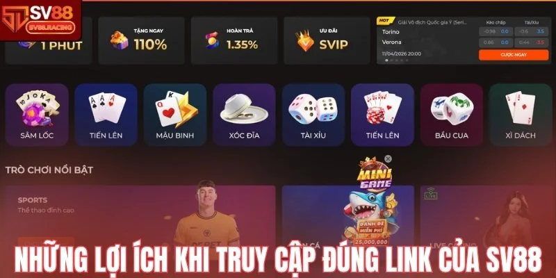 Những lợi ích khi truy cập đúng link của nhà cái SV88